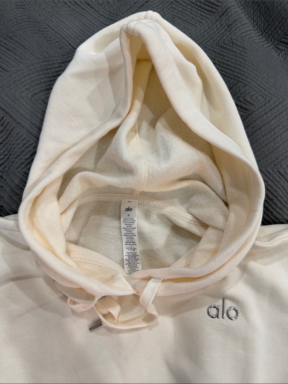 Alo Soft Cream/ ivory Logo Hoodie - Picture 3 of 7